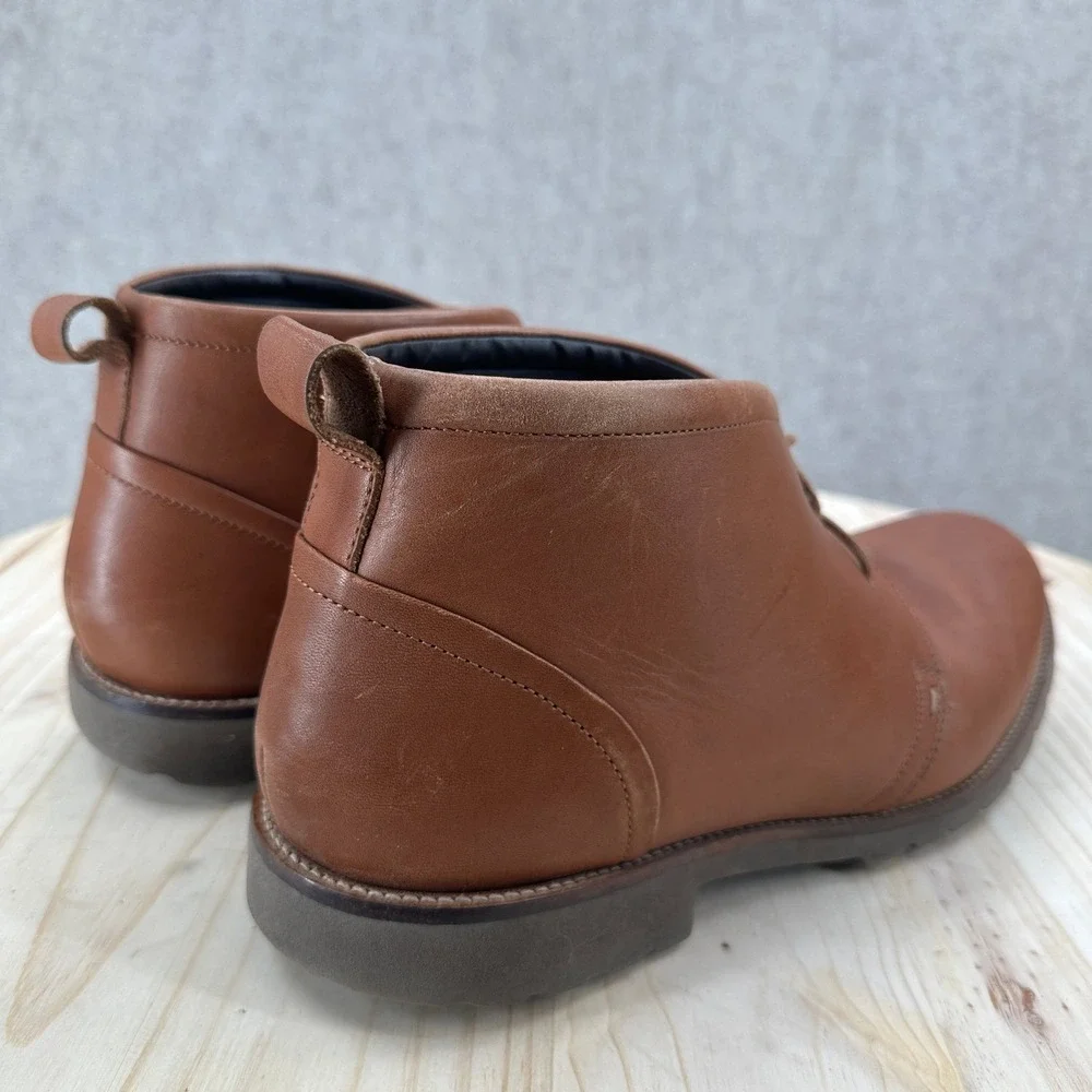 Rockport Charson Mens 11 Brown‎ Leather Chukka Boots Lace Up Ankle Lug Sole